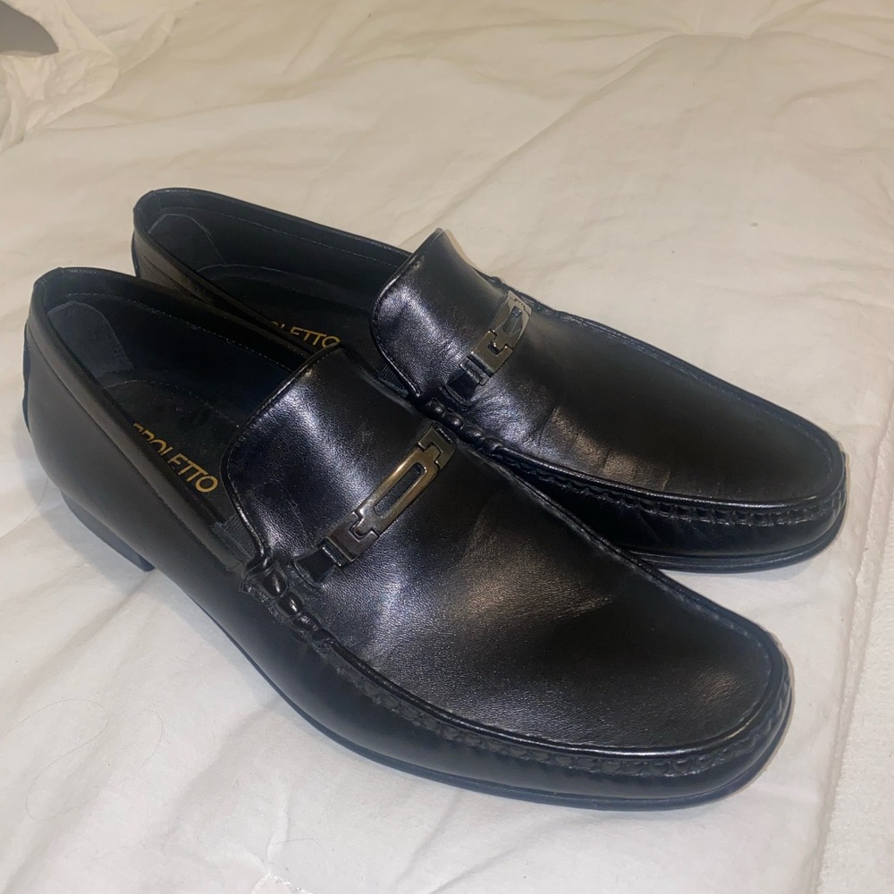 Broletto Men's Black Leather Loafers